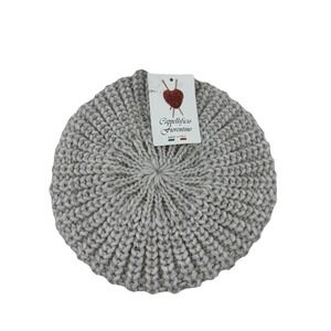 NWT-Cappellificio Fiorentino Crocheted Baret Beige Wool Blend Women's Winter Hat